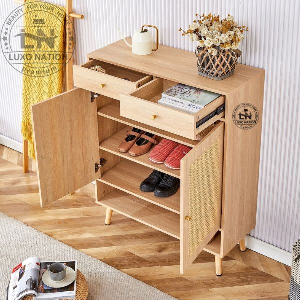 BreezeCane Rattan Shoe Rack – Elegant Shoe Storage for Modern Homes